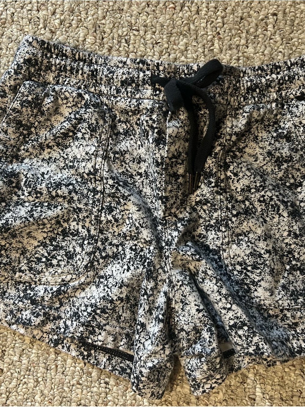 Athleta Women's Black & White Speckled Drawstring Shorts